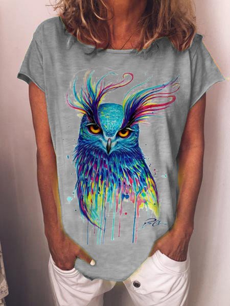 

Casual Short Sleeve T-shirt, Gray, T-Shirts