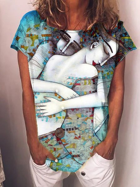 

Do Not Leave Me Painting Tee, Blue, T-shirts
