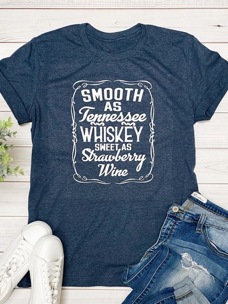 

Smooth as Tennessee Whiskey Sweet As Strawberry Wine Alphabet Graphic Tee, Navy blue, T-shirts