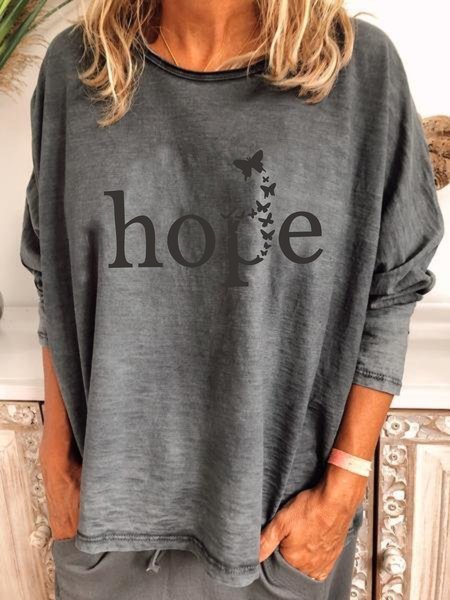 

Camicie & Top Girocollo Casuale Misto Cotone, Grigio, T-Shirts