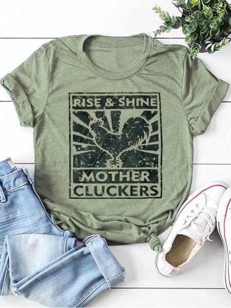 

Rise and Shine Mother Cluckers Graphic Tee, Army green, T-shirts