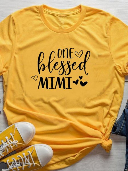 

Crew Neck Casual Shirts & Tops, Yellow, Printed T-shirts