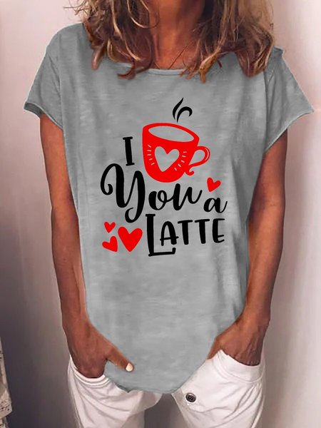

Valentine's Day Short Sleeve Round Neck Tee, Gray, T-shirts