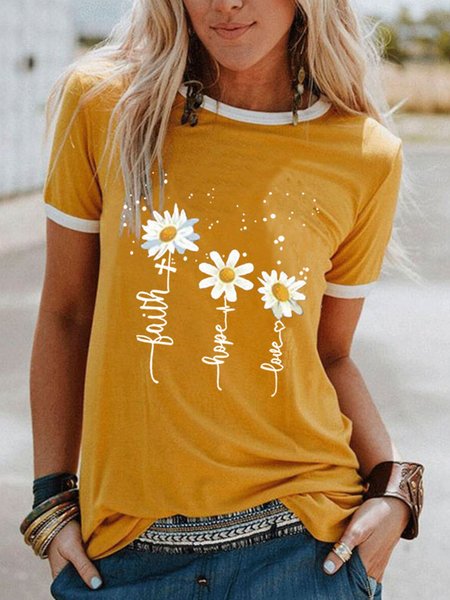 

Casuale Maniche Corte Camicie & Top, Giallo, T-Shirts