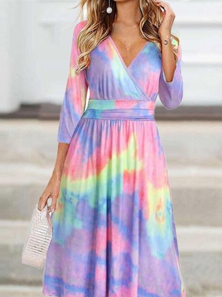 

3/4 Sleeve Holiday Dress, Color, Midi Dresses