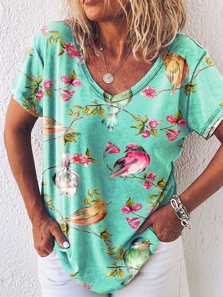 

Cotton-Blend Casual Shirts & Tops, Green, T-shirts