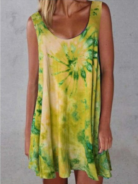 

Sleeveless Ombre/tie-Dye Cotton Knitting Dress, Yellow, Dresses