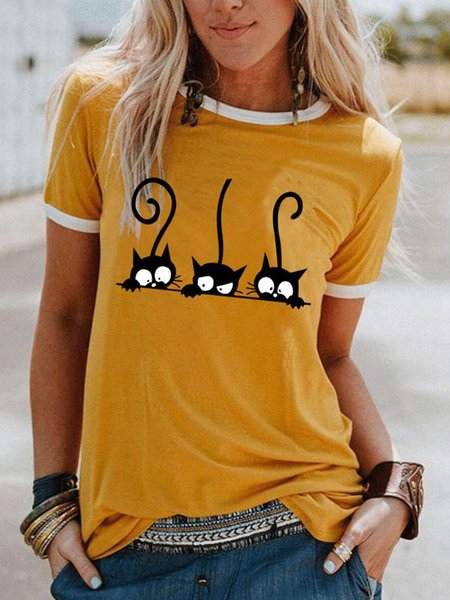 

Crew Neck Animal Casual Shirts & Tops, Yellow, Winter Clearance