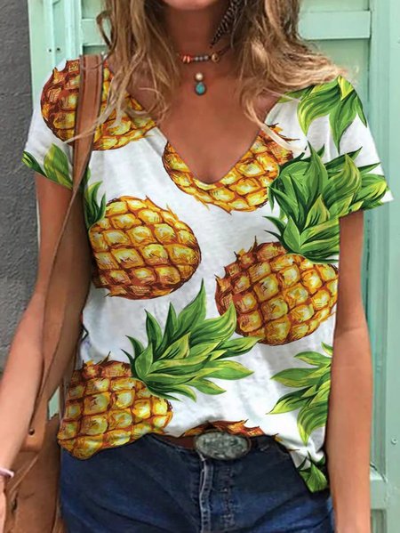 

Cotton-Blend Short Sleeve Casual T-shirt, White, T-shirts