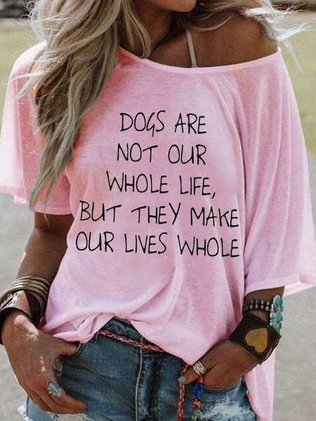 

Dogs Gaphic Short Sleeve Round Neck Tee, Pink, T-shirts