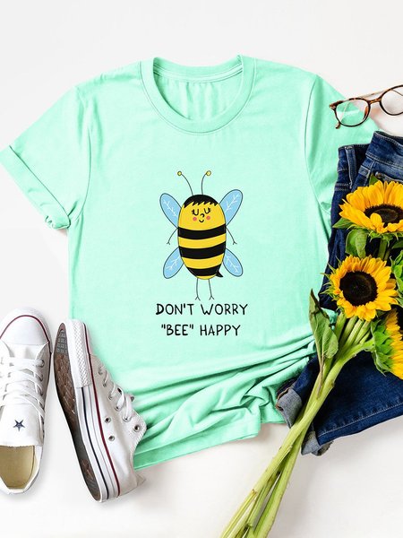 

Don't Worry Bee Happy Graphic Tee, Mint, T-shirts