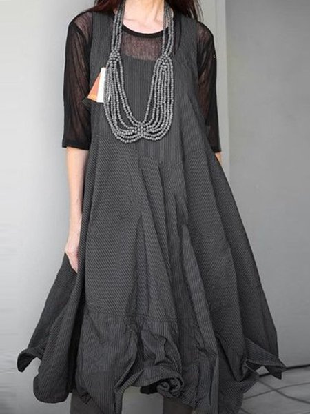 

Sleeveless A-Line Casual Floral-Print Weaving Dress, Gray, Mini Dresses