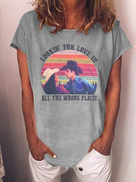

Women's Short Sleeve Tee T-shirt Summer Letter Cotton-Blend Crew Neck Daily Going Out Casual Top, Gray, T-Shirts