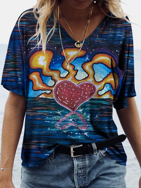 

Heart Shape on the Blue Ocean Graphic Tee, T-shirts
