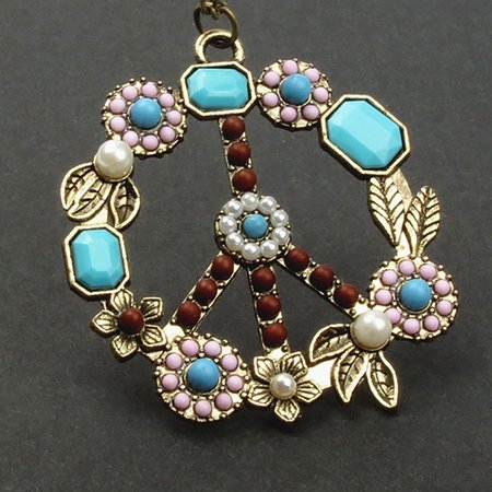 

Vintage inlaid gemstone turquoise pearl flower necklace, Multicolor, Necklaces