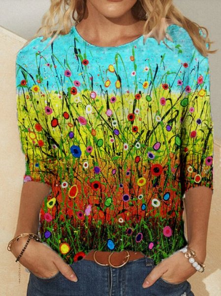

Holiday Crew Neck T-shirt, Multicolor, Long sleeve tops
