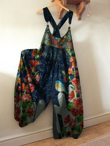 

Casuale Floreale Pezzi Interi, Blu, Jumpsuits
