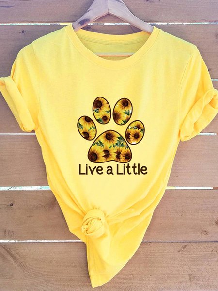 

Live A Little Sunflower Dog Palm Graphic Tee, Yellow, T-shirts