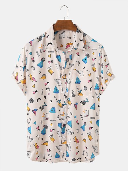 

Men's Polka Dots Shirt Collar Printed Shirts, Pink, Men's Floral shirt