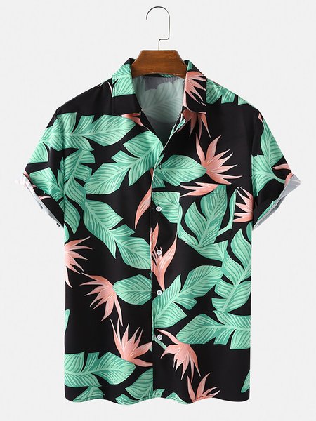 

Men's Printed Vintage Shirt Collar Shirts, Black, Shirts