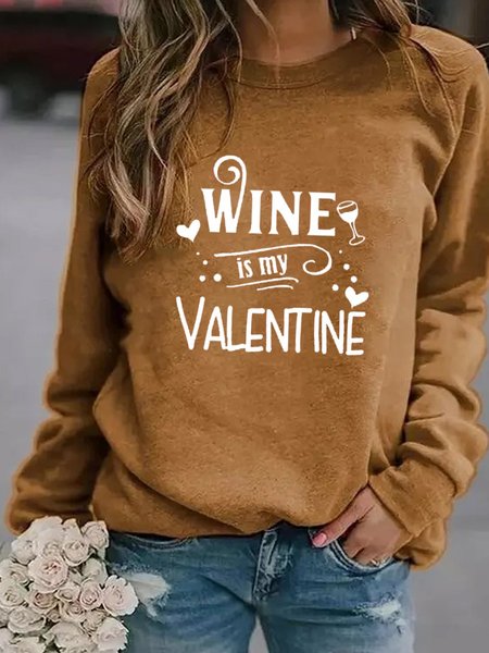 

Wine Is My Valentine Women's Sweatshirt, Brown, Hoodies&Sweatshirts