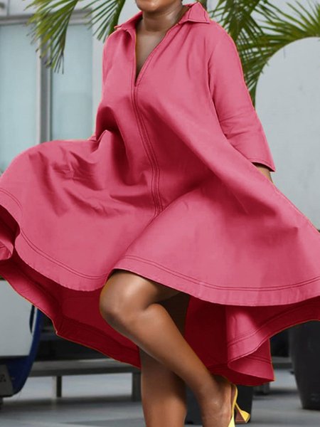 

Abito 3/4 Manica Dritto Semplice Solido, Rosa, Dresses