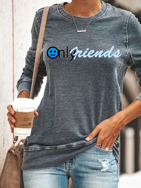 

Only Friend Women's Sweatshirt, Grey, Hoodies&Sweatshirts