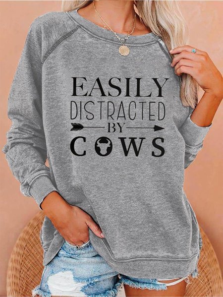 

Easily Distracted by Cows Women's Sweatshirt, Gray, Hoodies&Sweatshirts