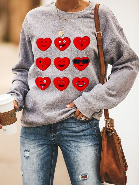 

Red Hearts Valentine’s Day Long Sleeve Cotton-Blend Crew Neck Woman Shirts & Tops, Gray, Hoodies&Sweatshirts