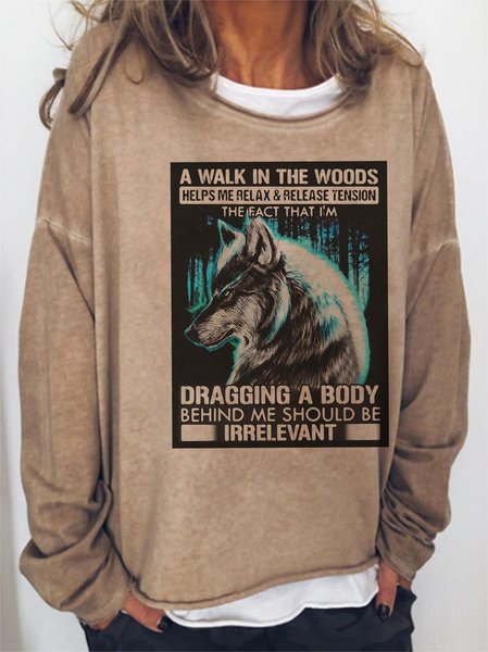 

A Walk In The Woods Helps Me Relax And Release Tension The Fact Wolf Women's long sleeve sweatshirt, Light brown, Hoodies&Sweatshirts
