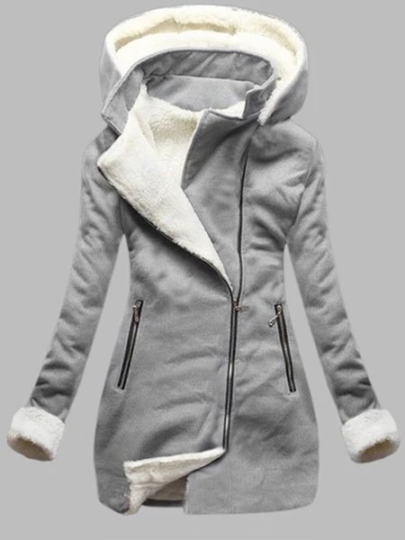 

Giubbotto Cerniera Tinta Unita Maniche Lunghe, Grigio, Outerwear