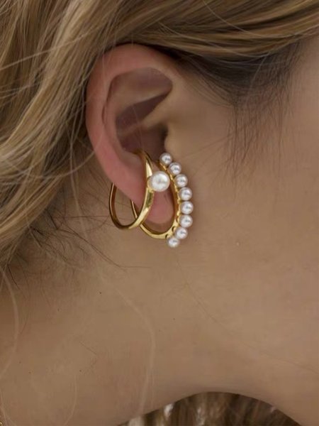 Alloy Earrings, Golden, Earrings