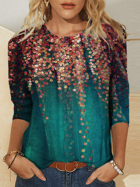 

Stampato Casuale Camicie & Top, Blu, Hoodies & Sweatshirts