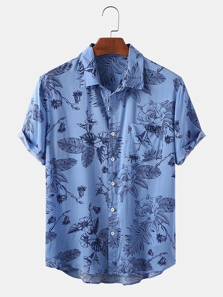 

Men's Printed Casual Shirt Collar Shirts, Blue, Winter Clearance