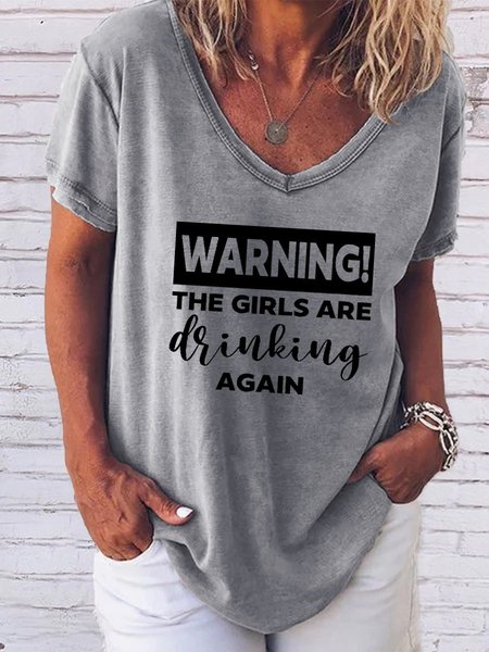 

Warning The Girls Are Drinking Again Tee, Gray, Tees & T-shirts