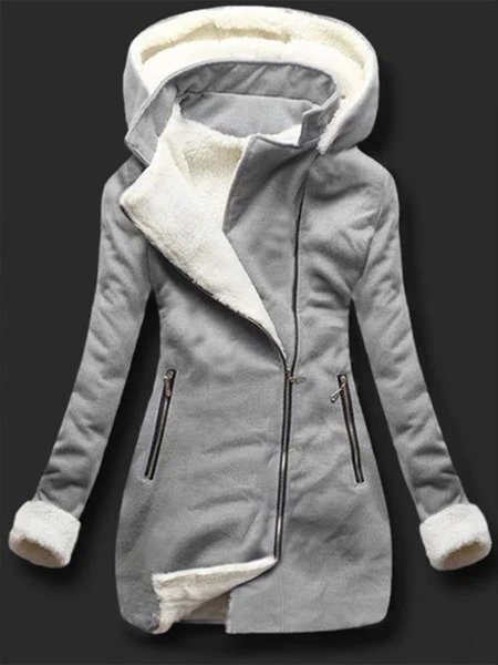

Zipper Plain Long Sleeve Knit coat, Gray, Coats