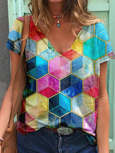 

Maniche Corte Bohemian Dritto Camicie & Top, Colore, T-Shirts