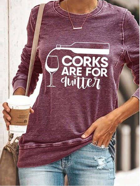 

Corks Are For Quitters Wine Sweatshirt, Purple, Hoodies & Sweatshirts
