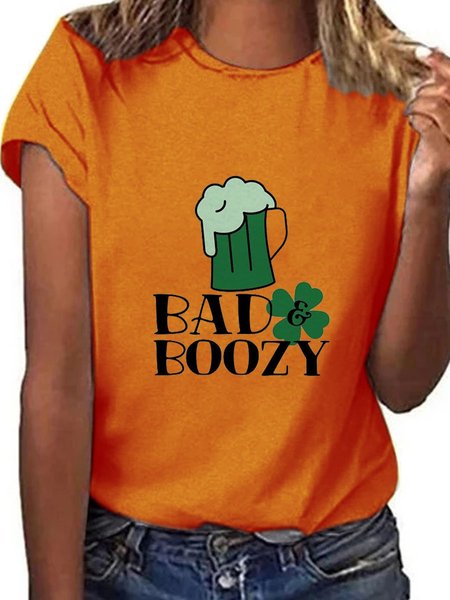 

Bad And Boozy St Patrick’s Day Beer Graphic Tee, Orange, Tops