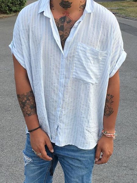 

Shirt Collar Striped Shirts & Tops, Blue, Men's Floral shirt