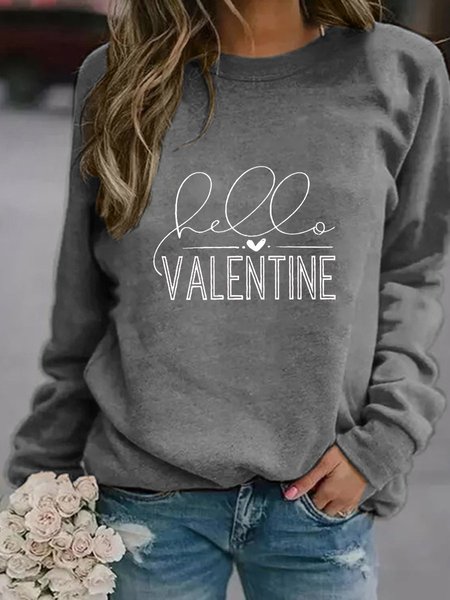 

Hello Valentine Graphic Sweatshirt, Gray, Hoodies&Sweatshirts