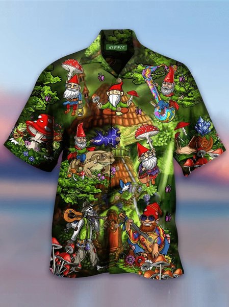 

Shirt Collar Cotton-Blend Shirts & Tops, Green, Men's Floral shirt