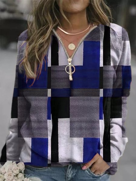 

Long Sleeve Shift Shirts & Tops, Blue, Long sleeve tops