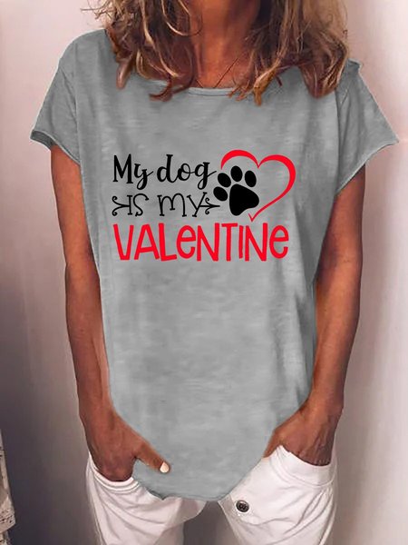 

My Dog Is My Valentine Alphabet Graphic Tee, Gray, T-shirts