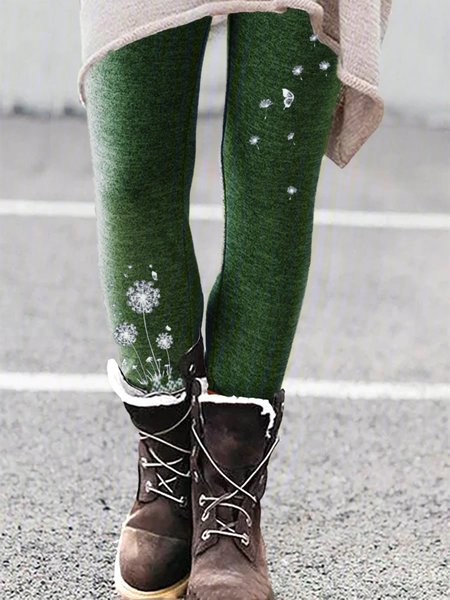 

Plus size thick warm leggings Casual Cotton Pants, Green, Winter Clearance
