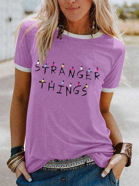 

Dritto Modale Statement Lettera Top, Lavanda, T-Shirts
