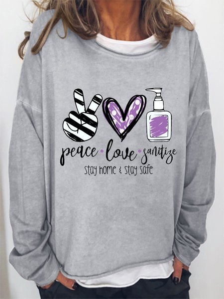 

Peace Love Women's Sweatshirt, Grey, Hoodies&Sweatshirts