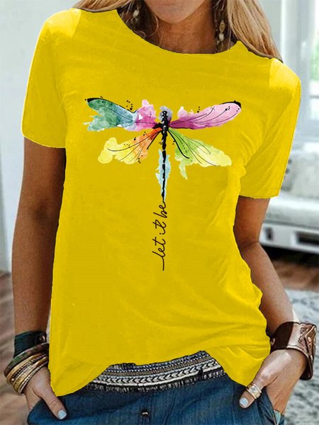 

Short Sleeve Casual T-shirt, Yellow, T-Shirts