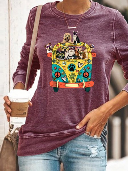 

Peace Love Dogs Hippie Van Women's Sweatshirt, Purple red, Tops