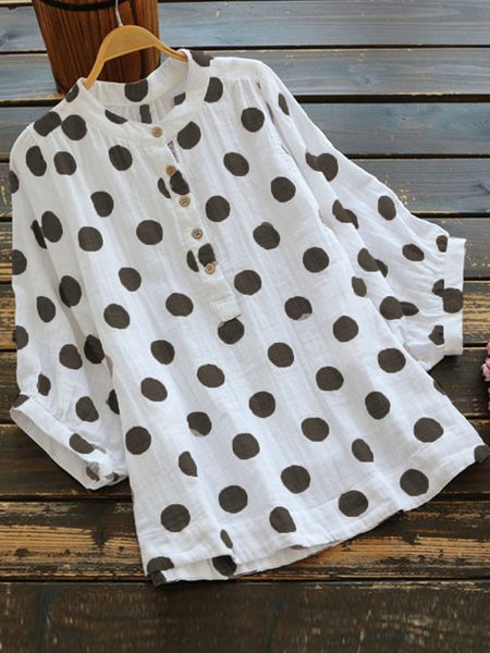 

Top a Pois Casuale, Bianco, Tops